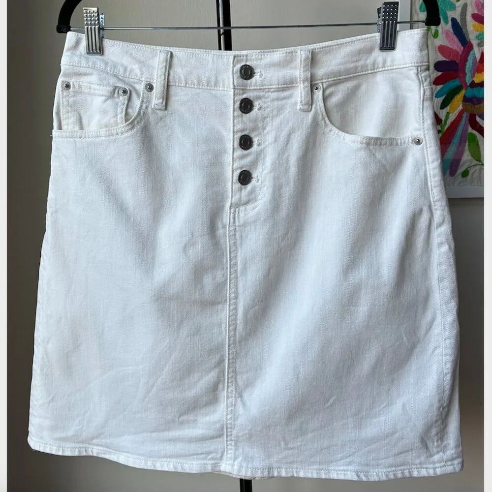J. Crew White Button-Front Denim Skirt - Size 28
